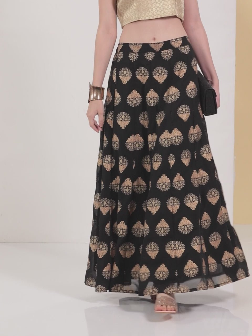 Gerua Black Printed Georgette Skirt - Image 3