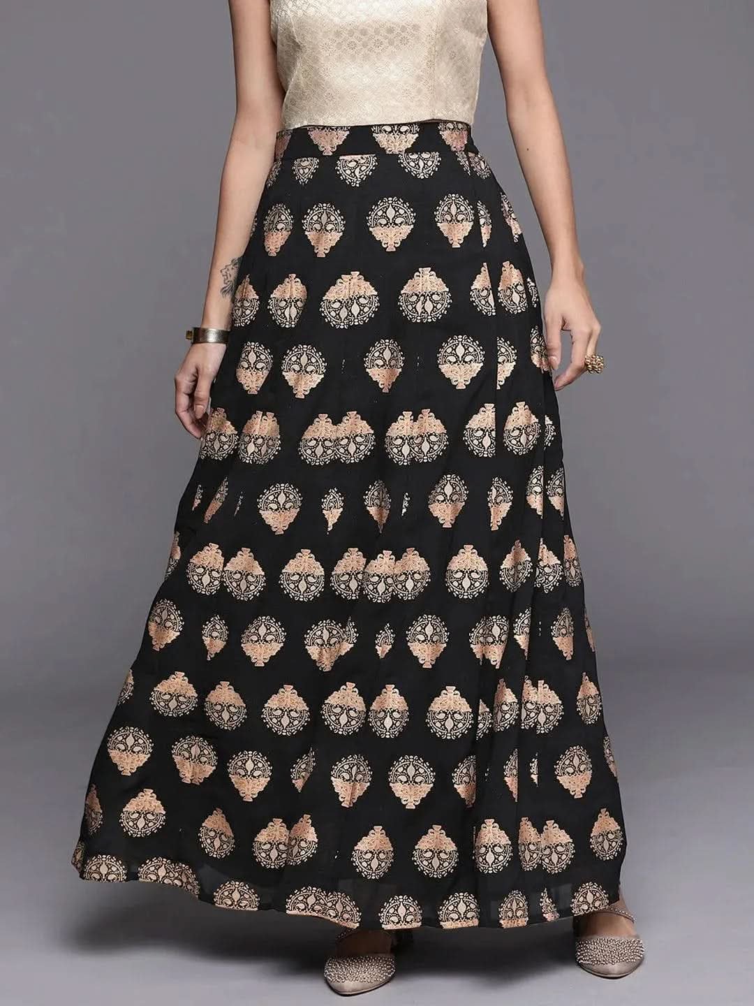 Gerua Black Printed Georgette Skirt - Image 5
