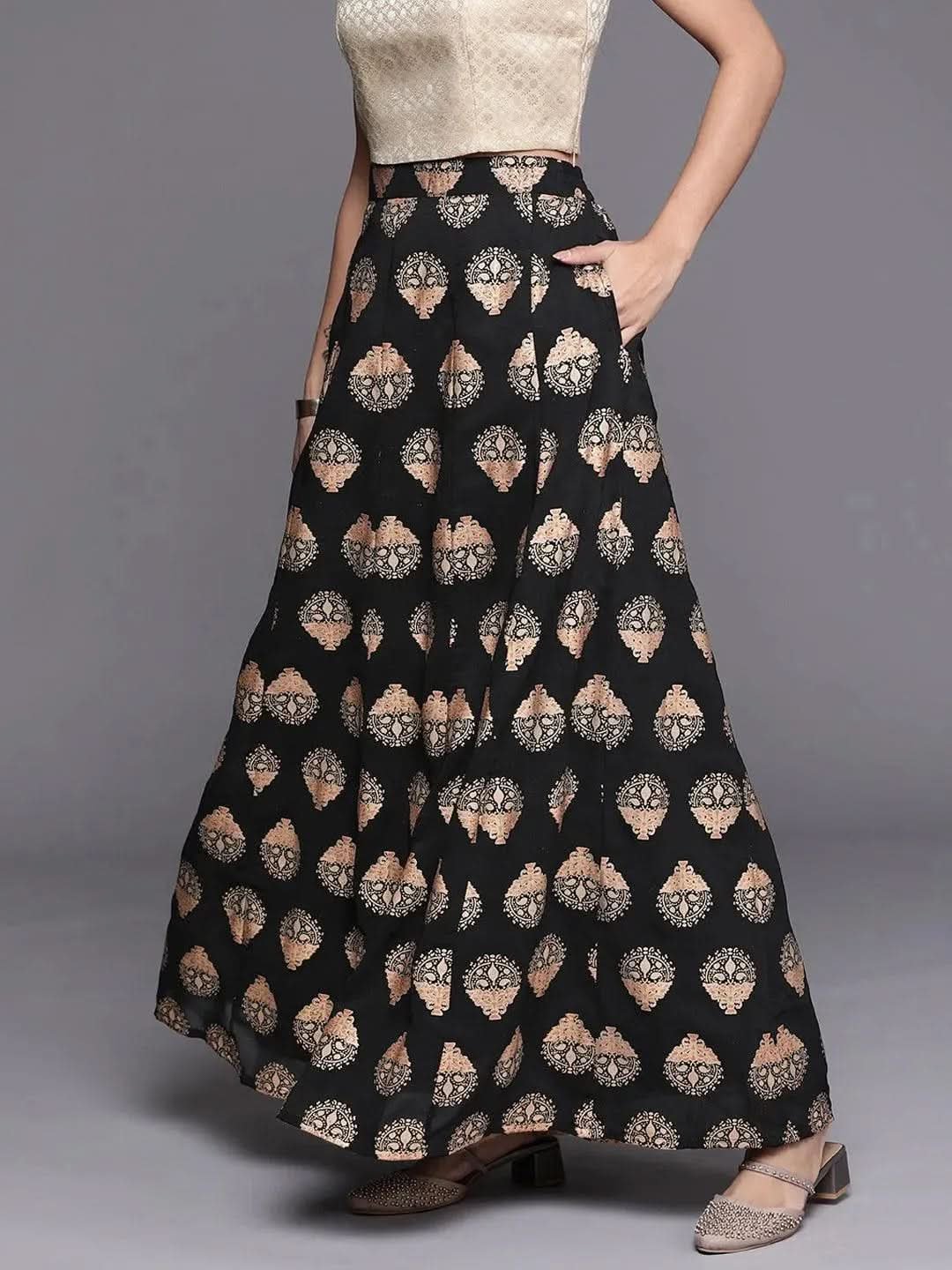 Gerua Black Printed Georgette Skirt - Image 7
