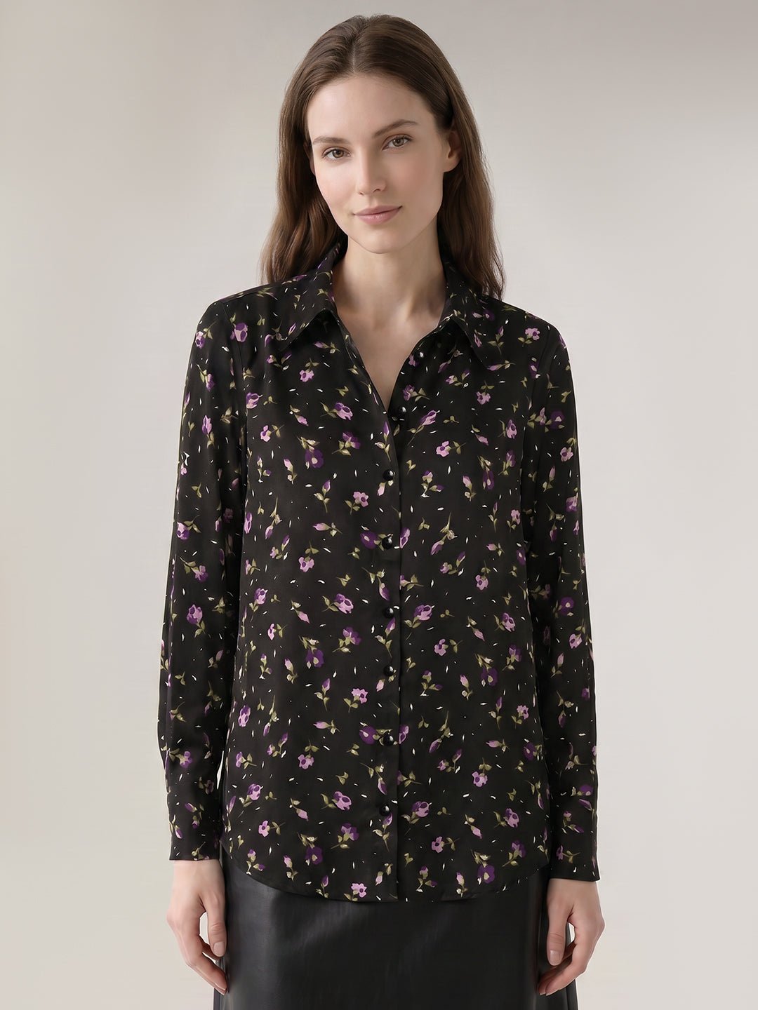 BLACK FLORAL PRINT SHIRT