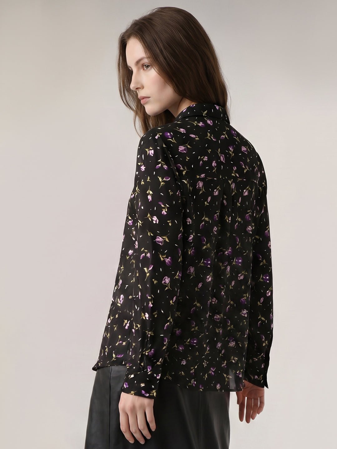 BLACK FLORAL PRINT SHIRT - Image 3