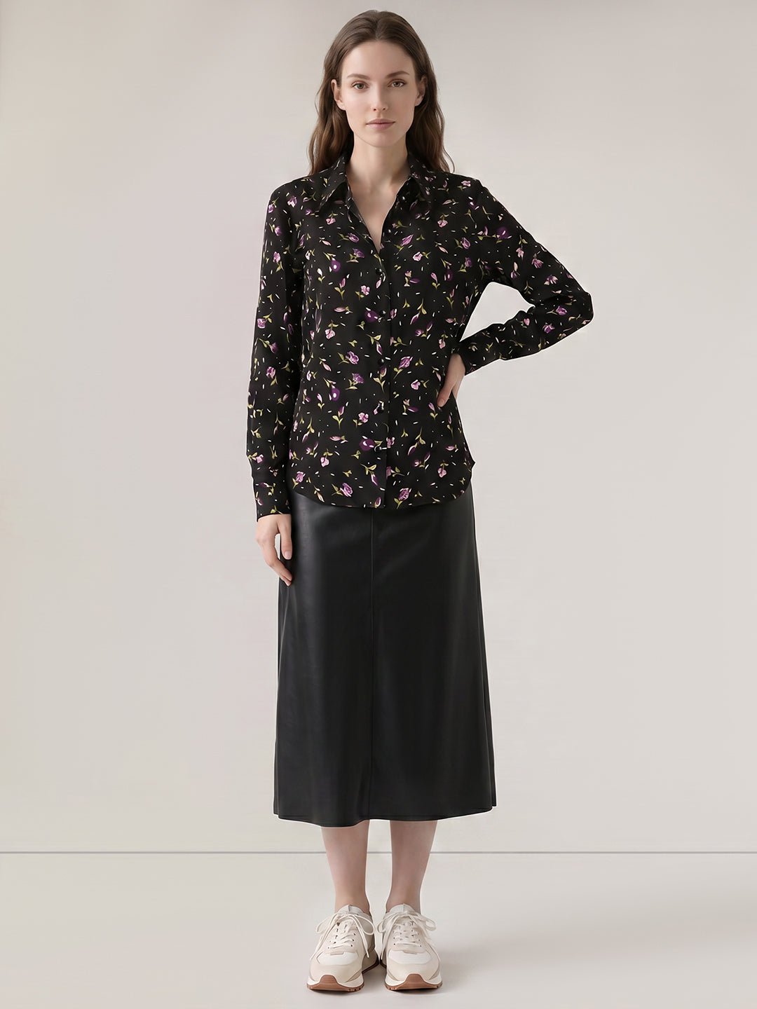 BLACK FLORAL PRINT SHIRT - Image 4