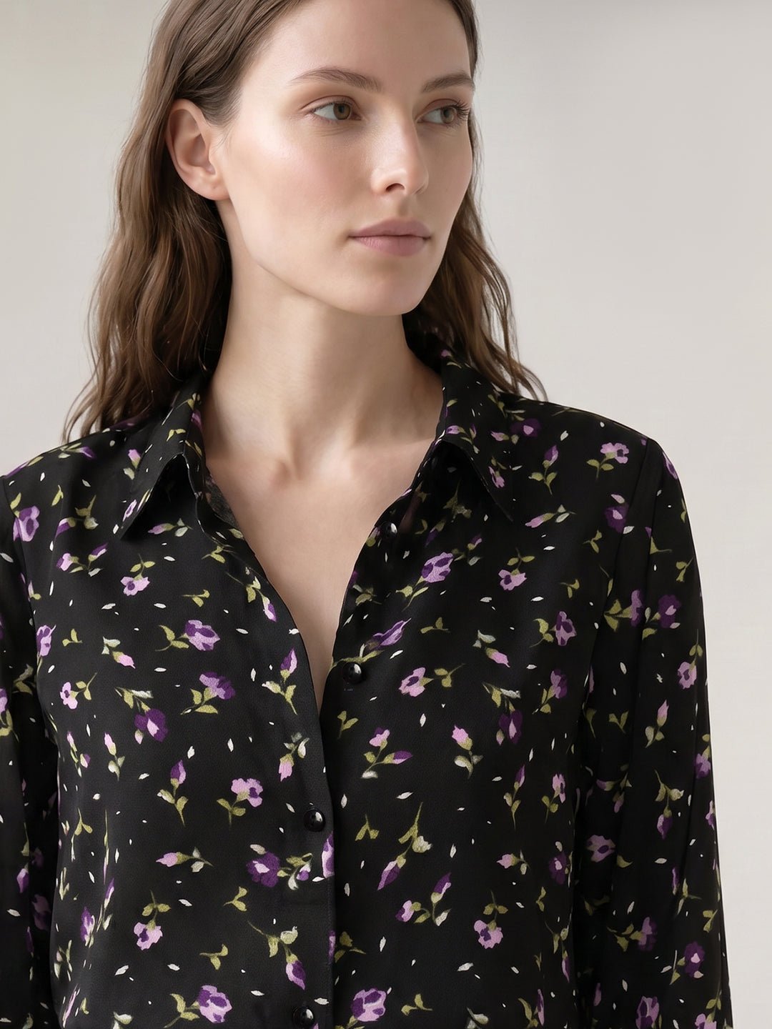 BLACK FLORAL PRINT SHIRT - Image 5
