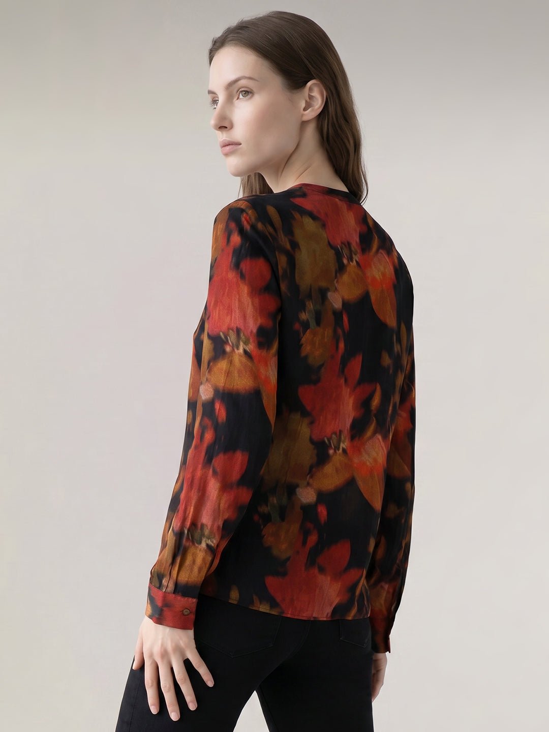 BLACK FLORAL FULL SLEEVES TOP - Image 4