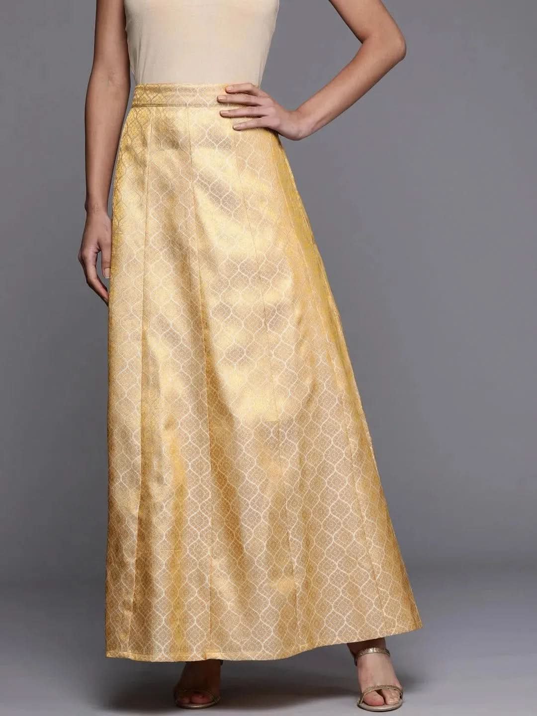 Gerua Gold Self Design Brocade Skirt - Image 2