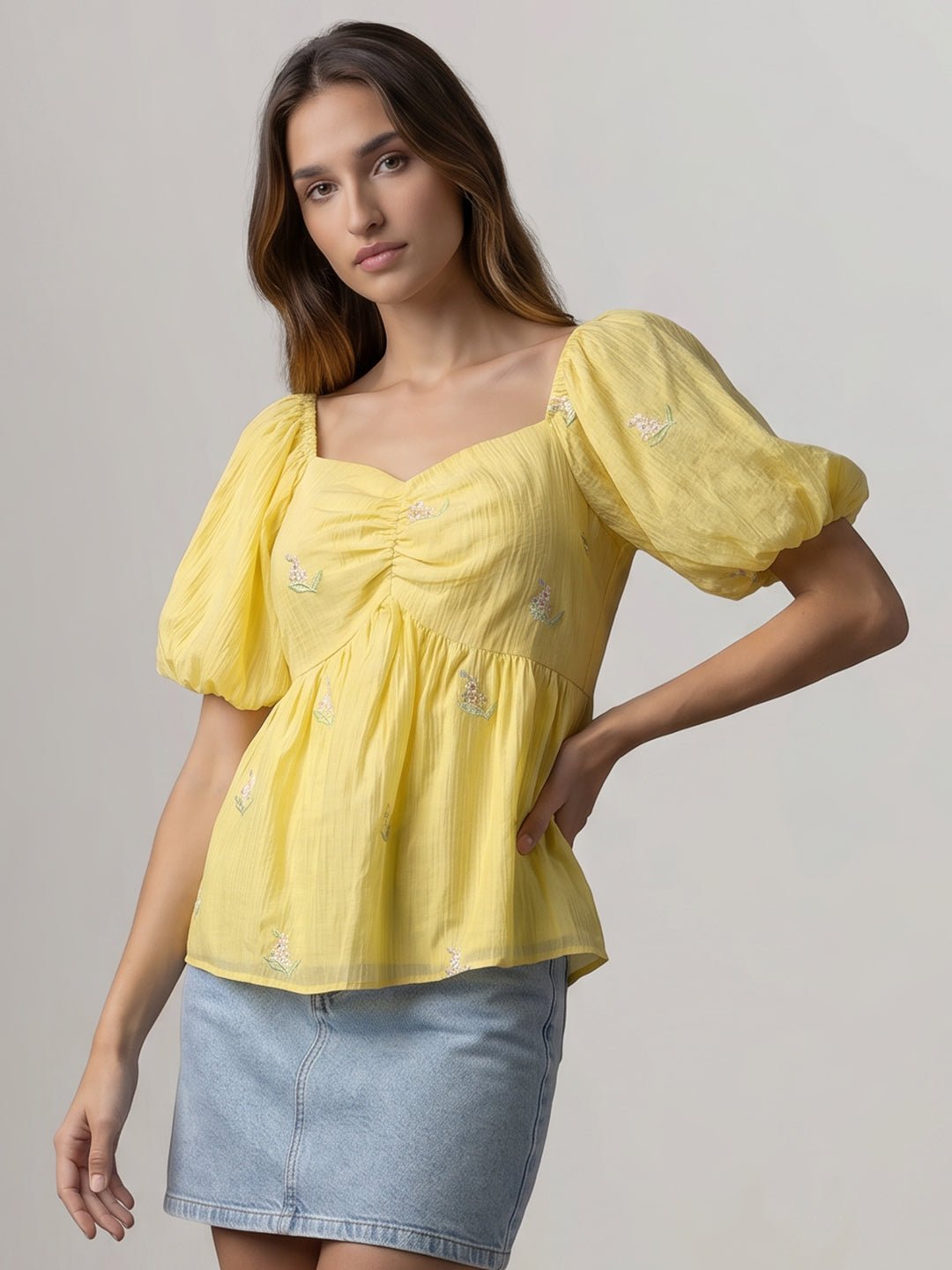YELLOW EMBROIDERED TOP - Image 2