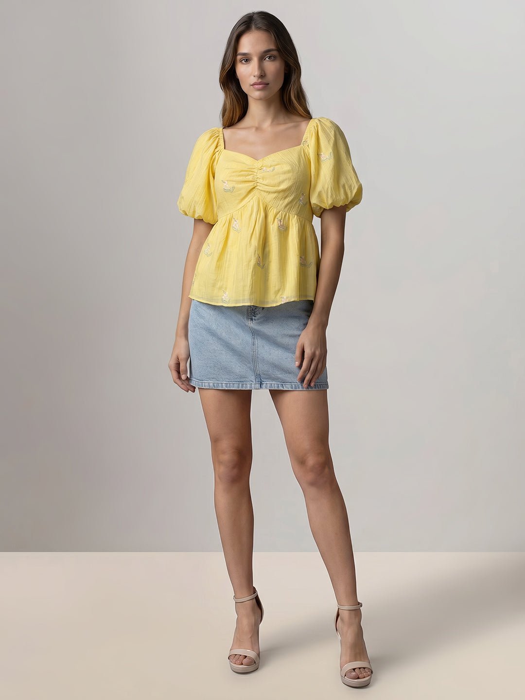YELLOW EMBROIDERED TOP - Image 5