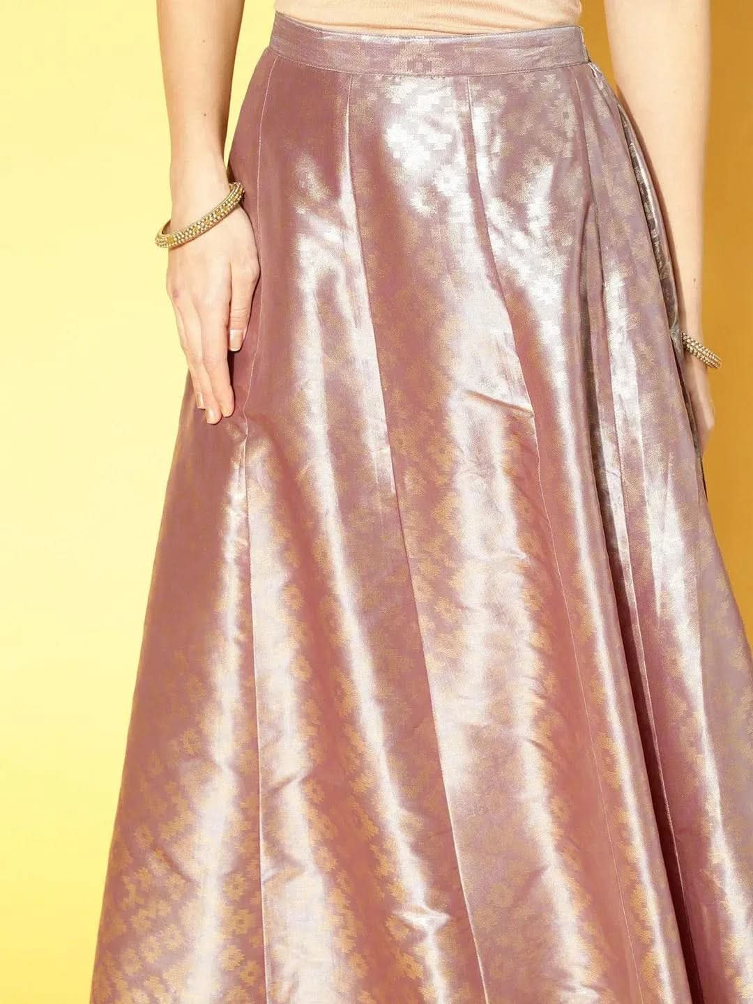 Gerua Grey Self Design Silk Blend Skirt - Image 3