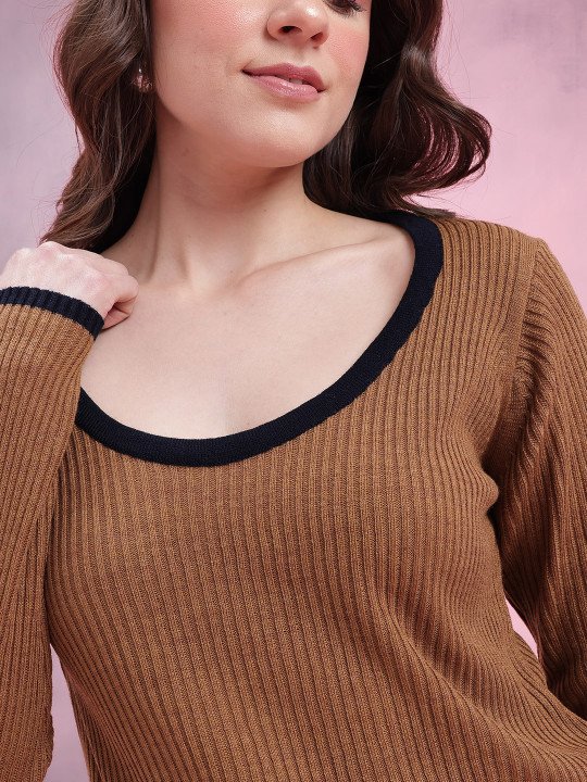 DressBerry Ribbed Pullover with Contrasting Edges - Image 2
