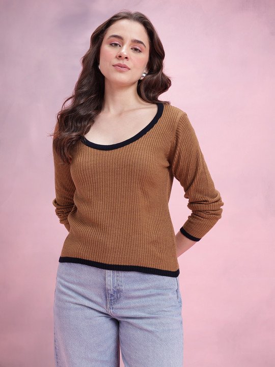 DressBerry Ribbed Pullover with Contrasting Edges - Image 4
