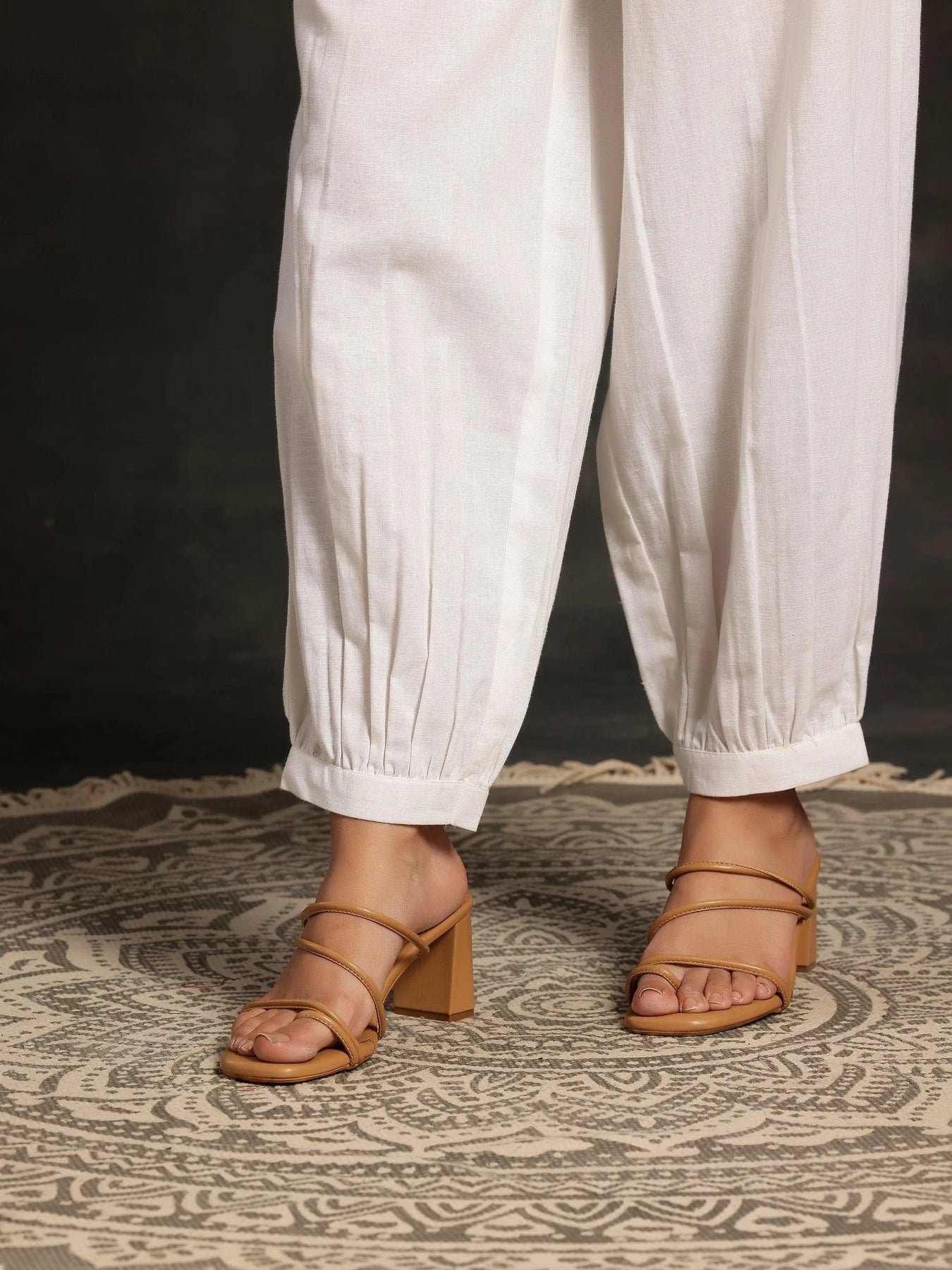 White Solid Cotton Salwar - Image 4