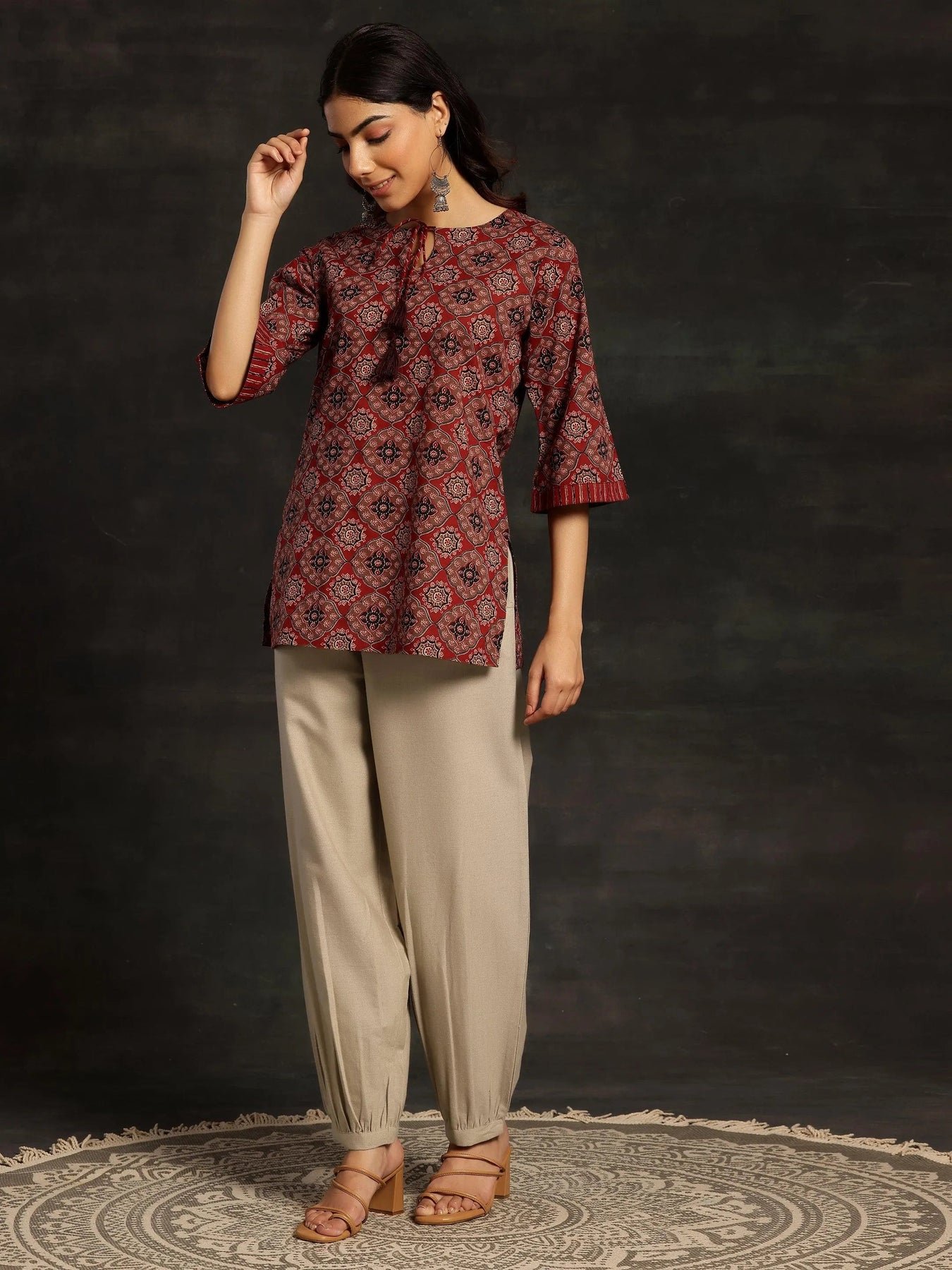 Beige Solid Cotton Salwar - Image 4