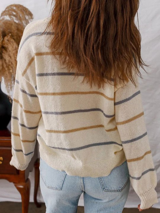 Women Striped Round Neck Pullover - Image 4
