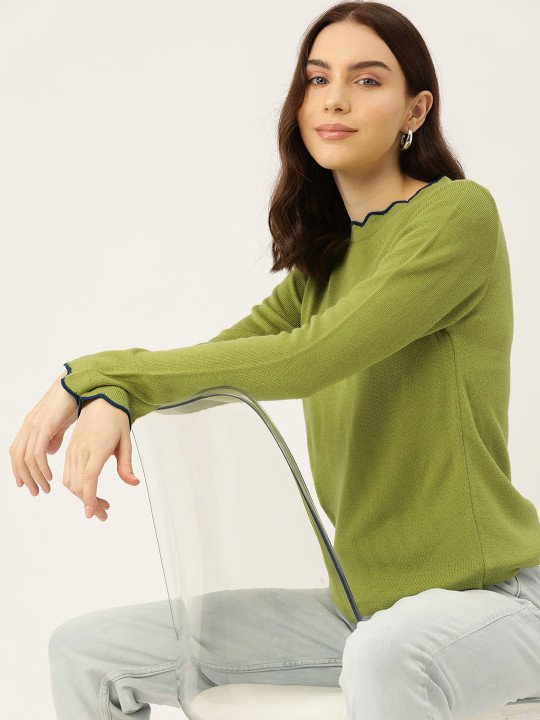 Women Solid Acrylic Pullover - Image 2