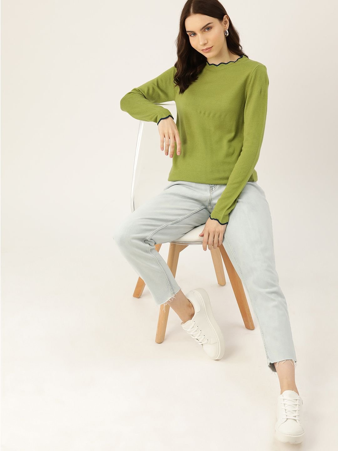 Women Solid Acrylic Pullover - Image 5