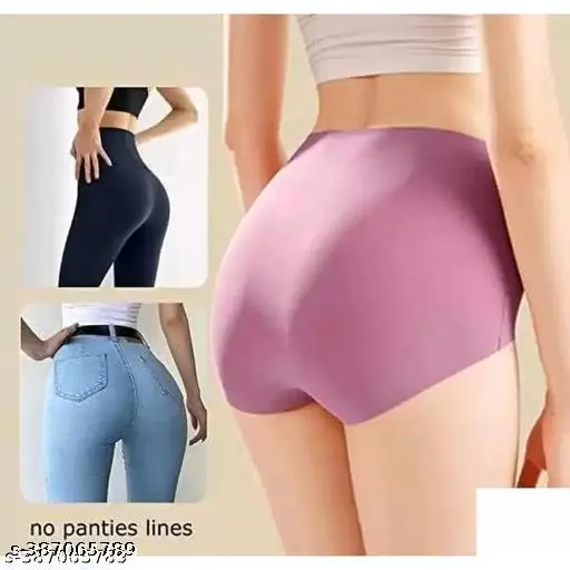 Meile Women’s Cotton Ice Silk Seamless Invisible Panties Hipster Medium Rise Brief Panty Multicolour (Pack of 6) (Assorted) - Image 2