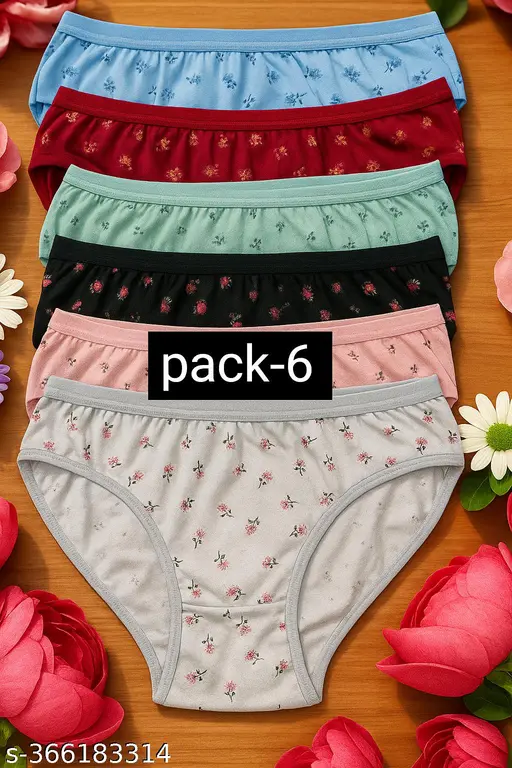 FANMADE (PACK OF 6) PRINTED PURE COTTON BRIEFS FOR WOMENS/GIRLS FOR EVERYDAY USE PANTYS COMFORTABLE MULTICOLOUR PANTIES (PACK OF 6)