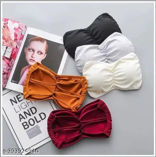 Pack of 3 Women Bandeau Padded Bra (Black, White, Maroon)|bra for women| women bra| innerwear women - Image 2