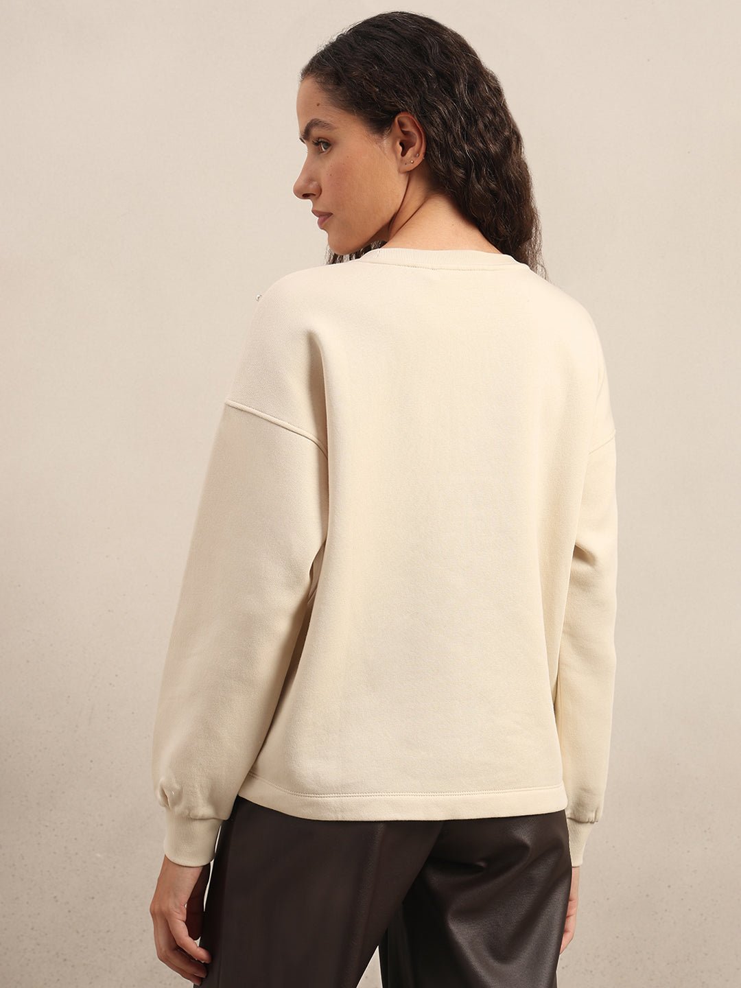 PEARL EMBELLISHED COTTON SWEATSHIRT - OFF-WHITE - Image 4