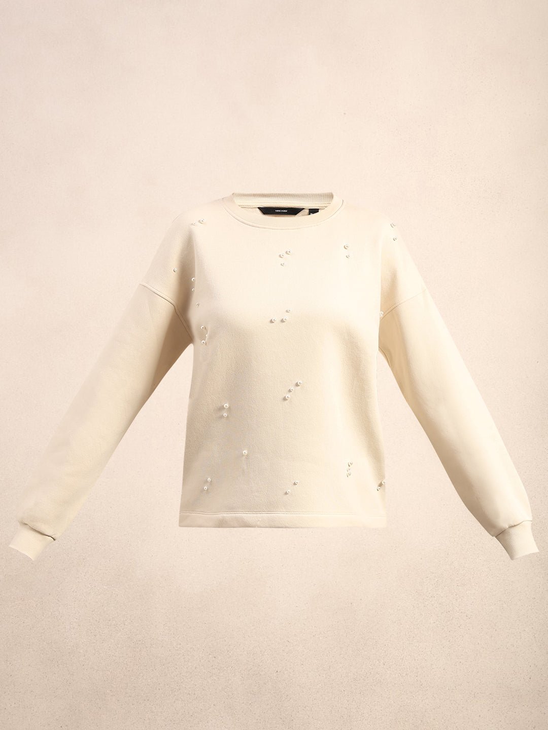 PEARL EMBELLISHED COTTON SWEATSHIRT - OFF-WHITE - Image 7
