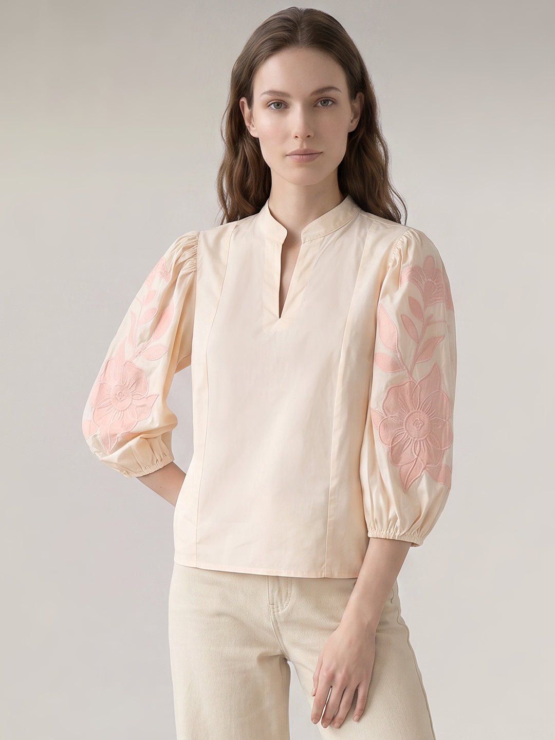 ECRU EMBROIDERED TOP - Image 2