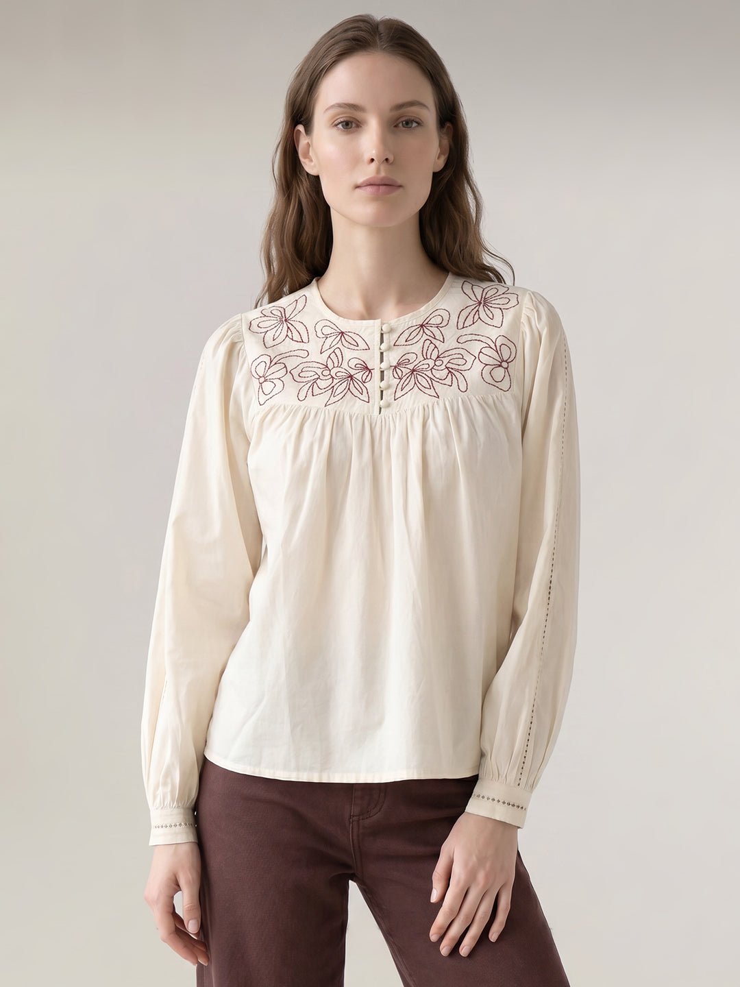 ECRU EMBROIDERED TOP - Image 2