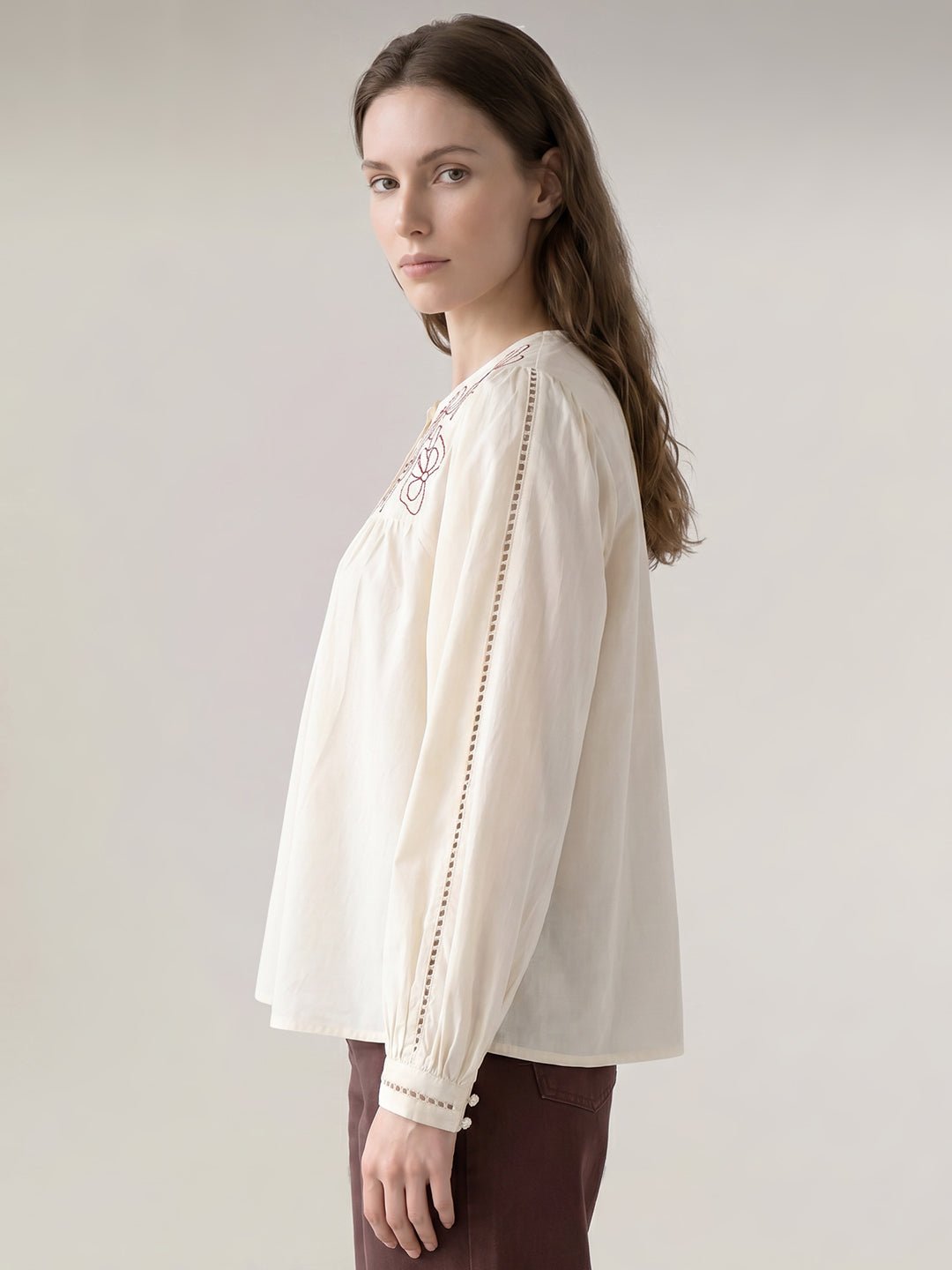 ECRU EMBROIDERED TOP - Image 3