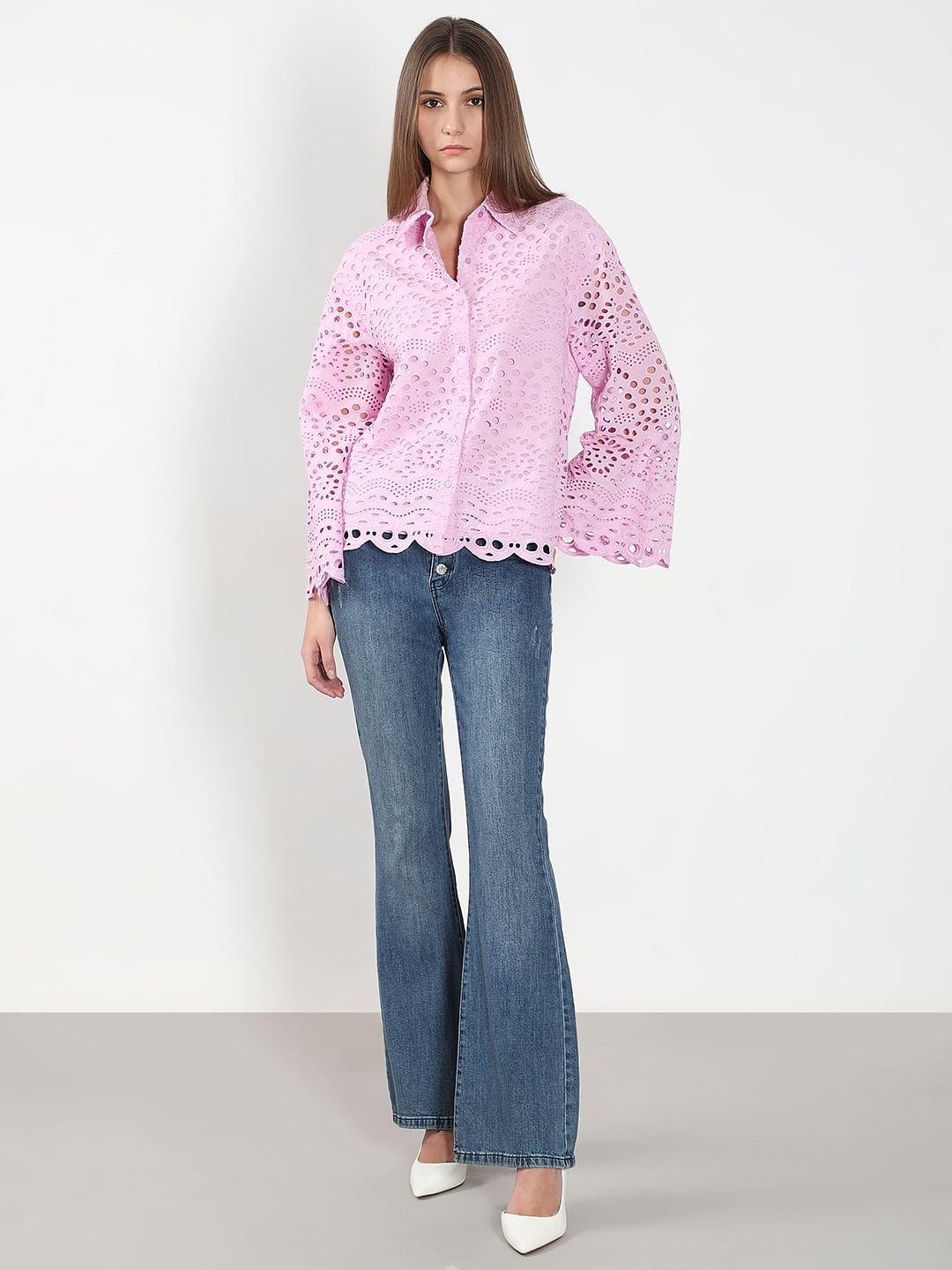 LILAC CUTWORK COTTON SHIRT - Image 5