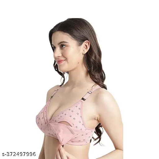 Women's Cotton Multicolor Full Cup Non Padded Feeding Bra/Nursing Bra/Maternity Bra Combo - Pack of 3 - Image 3