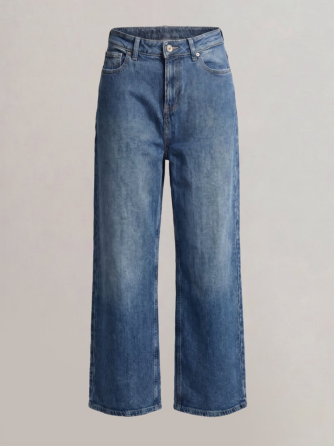 BLUE MID RISE WIDE LEG JEANS - Image 7