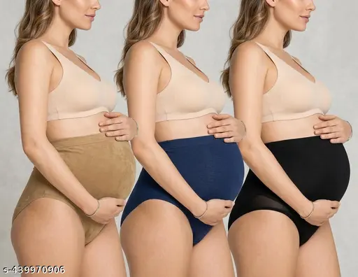 Maternity Panty Pre and Post Pregnancy Panty;Women's High Waist Cotton Lycra Pregnancy Maternity Panty /Pre and Post Pregnancy Panty (Multicolor Pack Of 3)