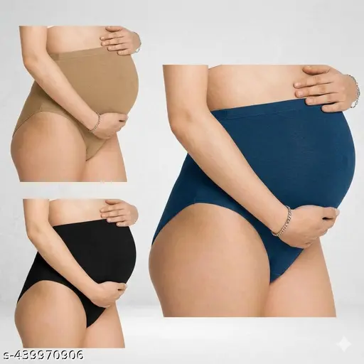 Maternity Panty Pre and Post Pregnancy Panty;Women's High Waist Cotton Lycra Pregnancy Maternity Panty /Pre and Post Pregnancy Panty (Multicolor Pack Of 3) - Image 2