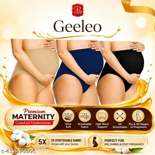 Maternity Panty Pre and Post Pregnancy Panty;Women's High Waist Cotton Lycra Pregnancy Maternity Panty /Pre and Post Pregnancy Panty (Multicolor Pack Of 3) - Image 3