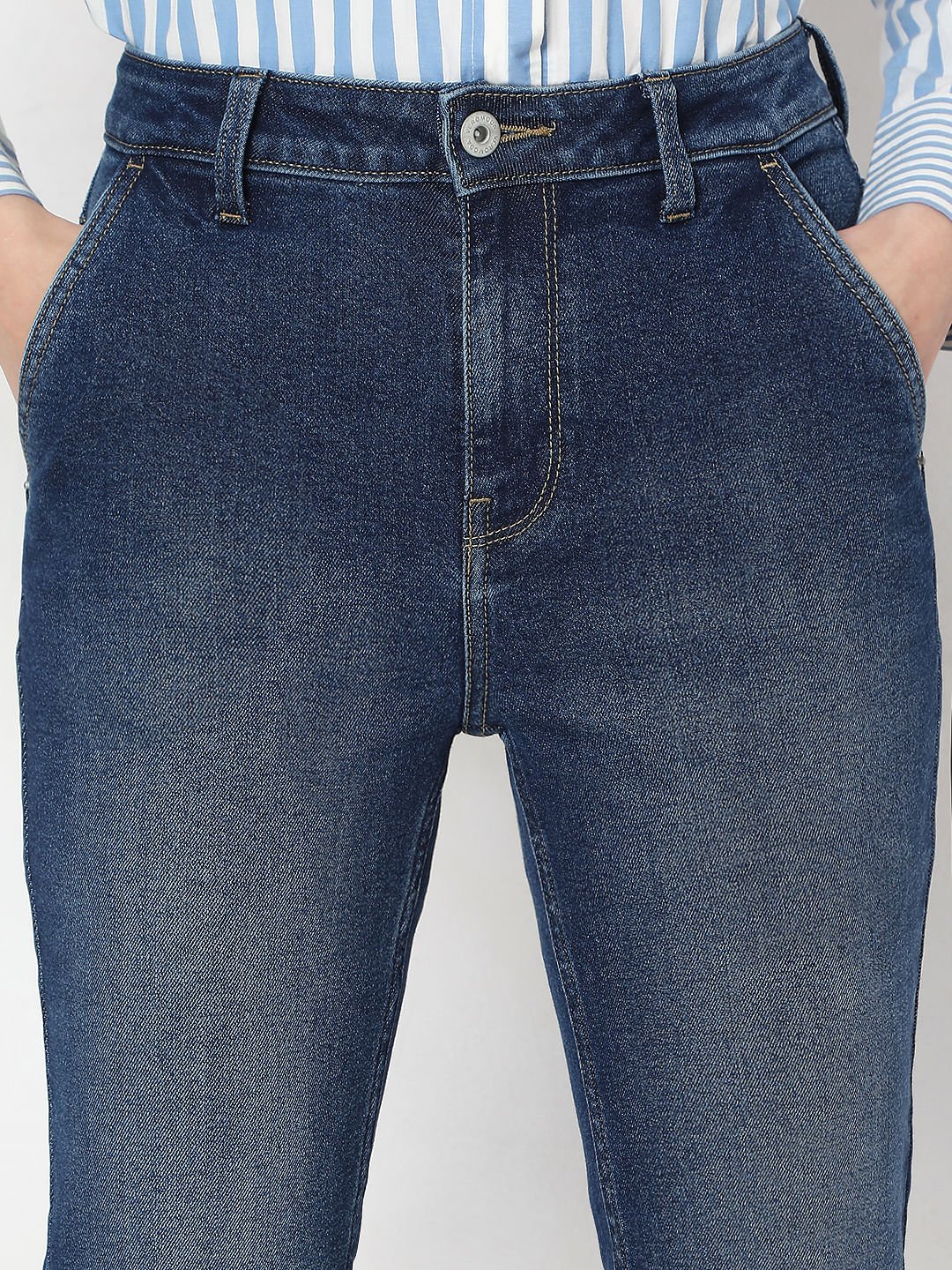 DARK BLUE HIGH RISE SKINNY FIT JEANS - Image 6