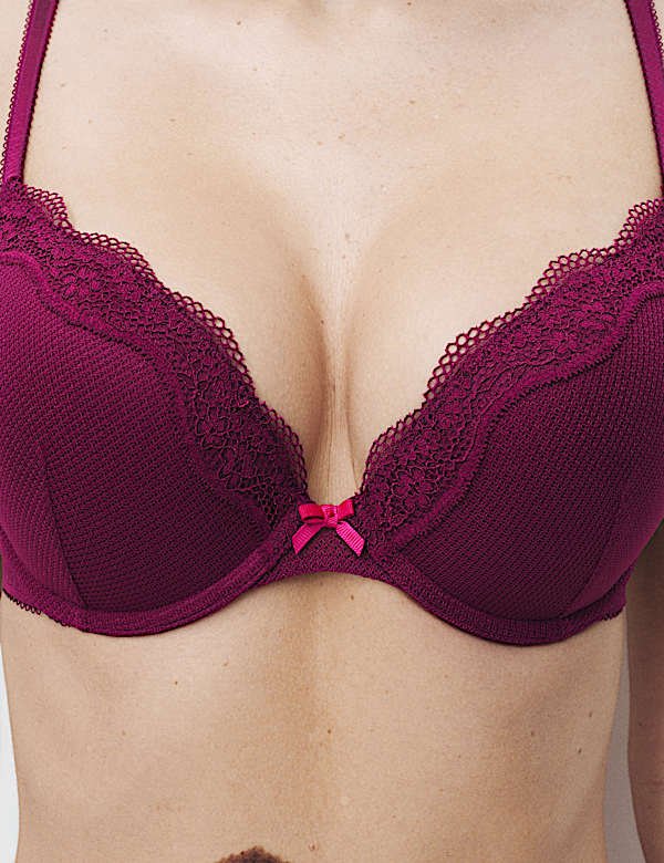 Jasmine Lace Wired Push Up Plunge Bra (A-E)