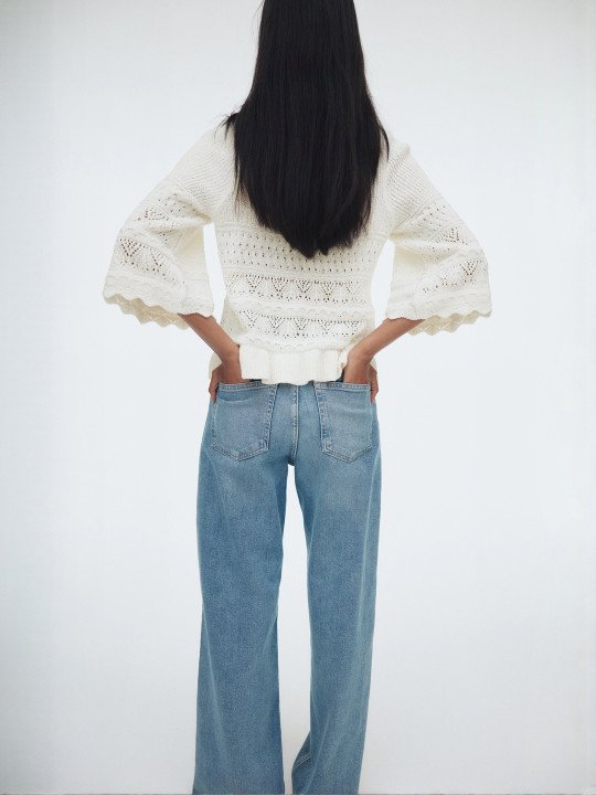 Women Frill-Trimmed Pointelle-Knit Jumper - Image 5