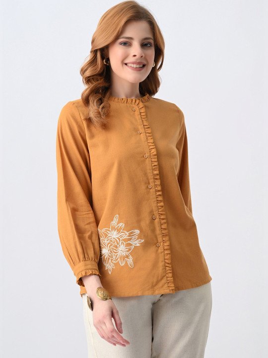 Floral Embroidered Cotton Top