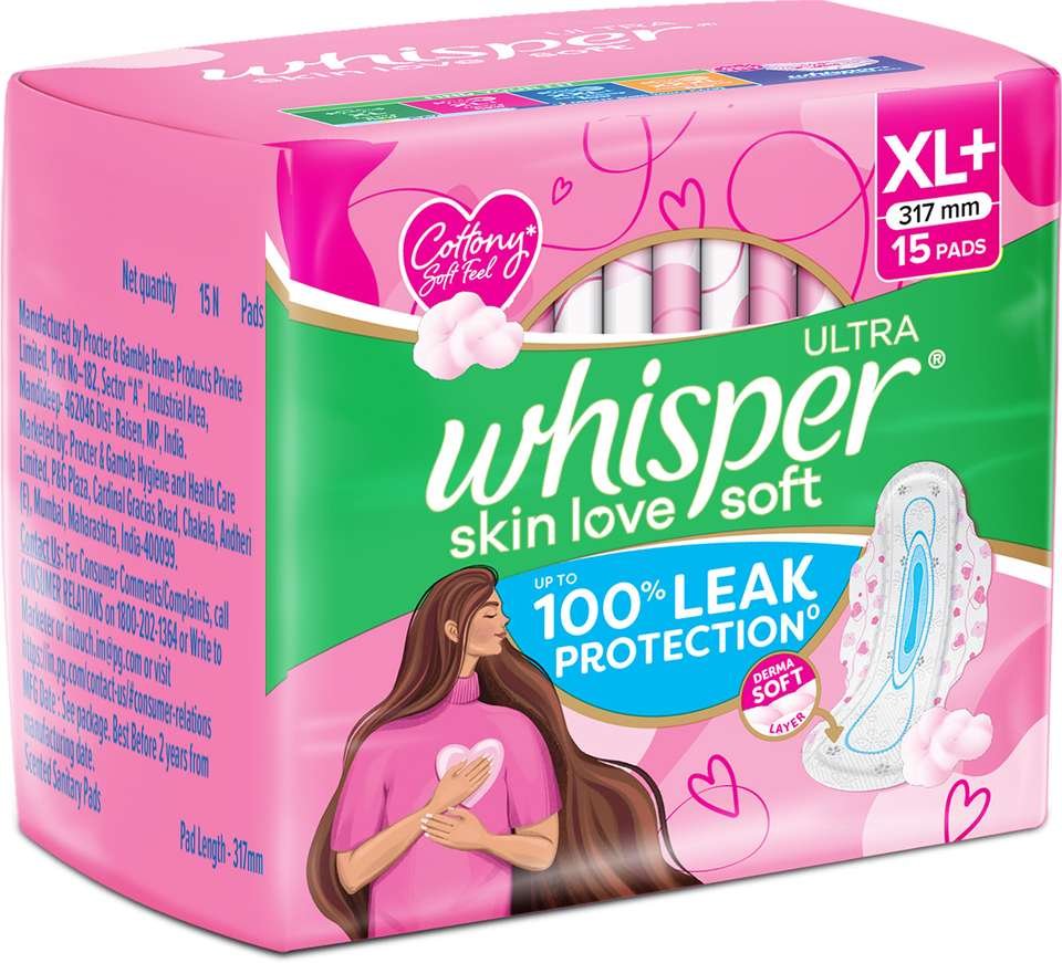 Whisper Ultra Skin Love Soft Sanitary Pads for Women Sanitary Pad (Pack of 15)