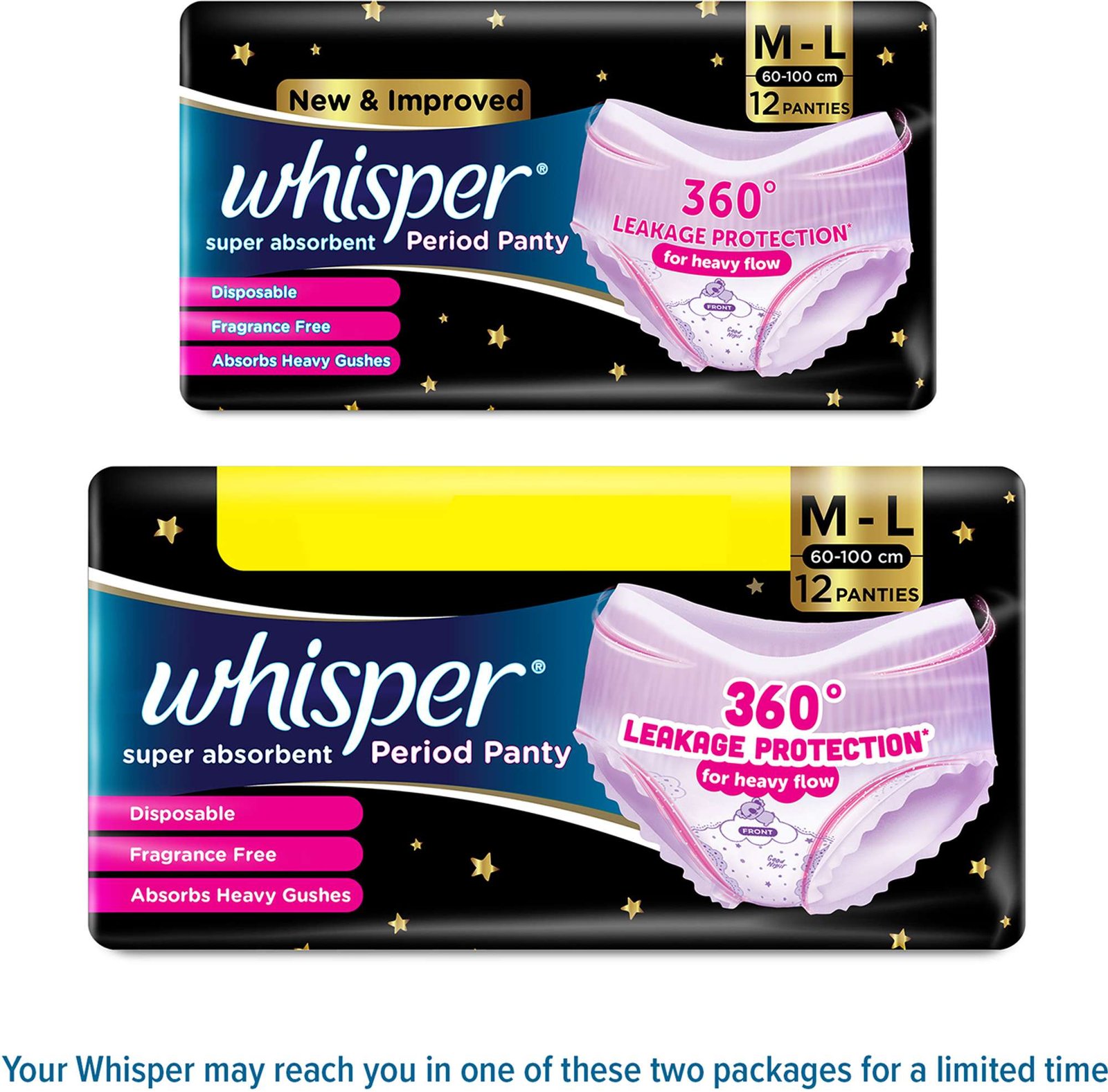 Whisper Super Absorbent Period Panty, 12 M-L Pants Sanitary Pad (Pack of 12) - Image 2