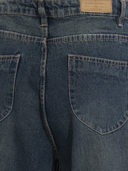 Women Wide Leg Pure Cotton Jeans - Image 5