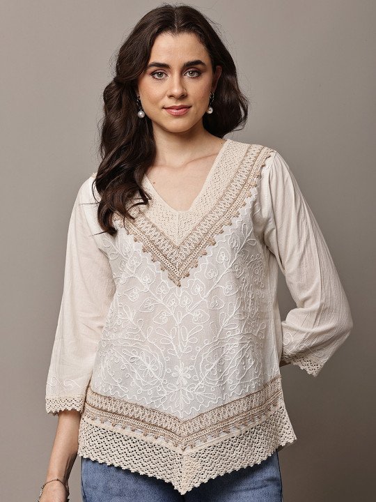 Embellished Embroidered Bohemian Cotton Top