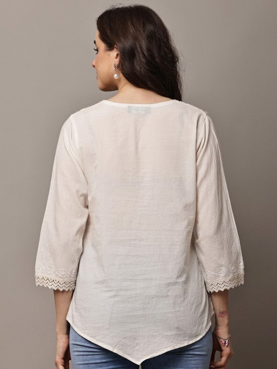 Embellished Embroidered Bohemian Cotton Top - Image 5