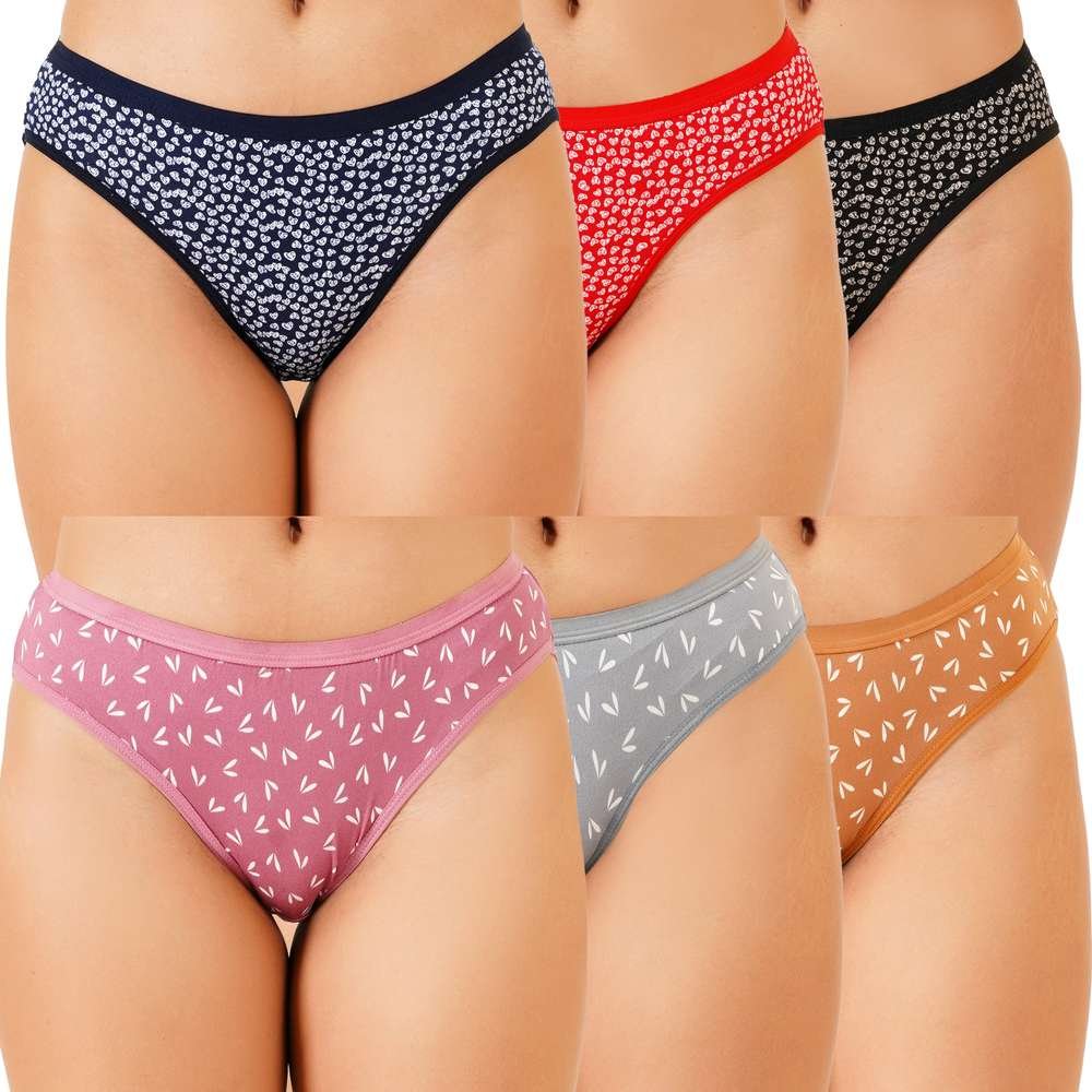 Clovin Pack of 6 Women Hipster Multicolor Panty