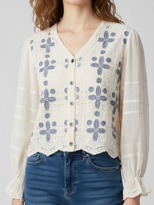Embellished Embroidered Bohemian Top