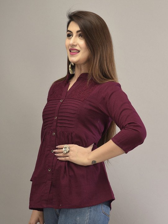 Embellished Mandarin Collar Top - Image 4