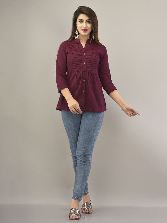 Embellished Mandarin Collar Top - Image 6