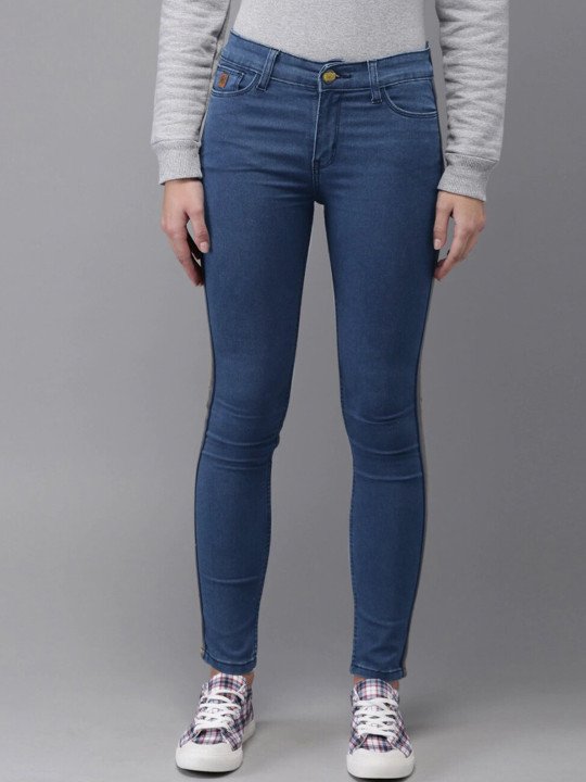 Women Blue Smart Skinny Fit Low Distress Stretchable Jeans