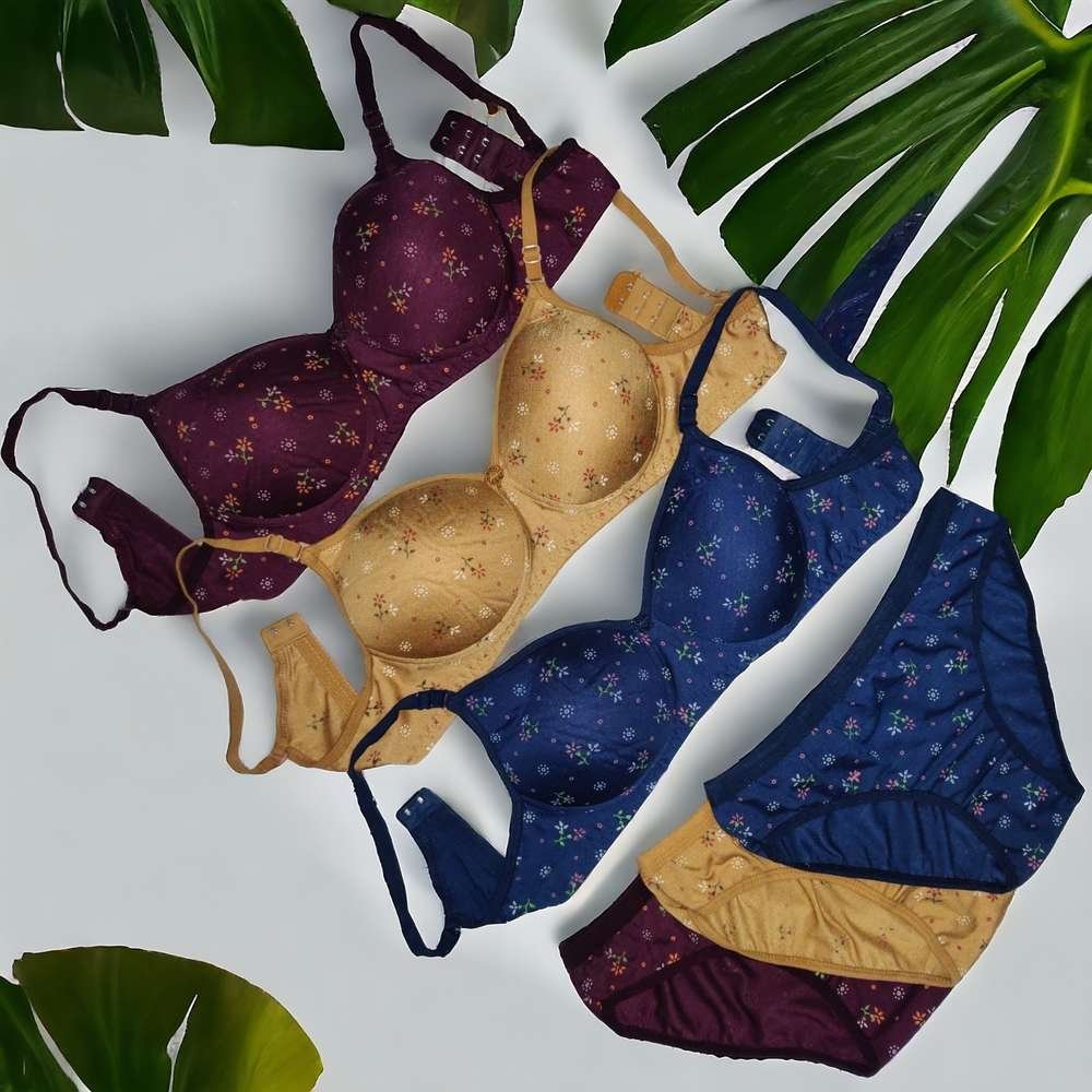 Quixy Bra & PantQuixy Bra & Panty Set Printed Multicolor Lingerie Sety Set Printed Multicolor Lingerie Set