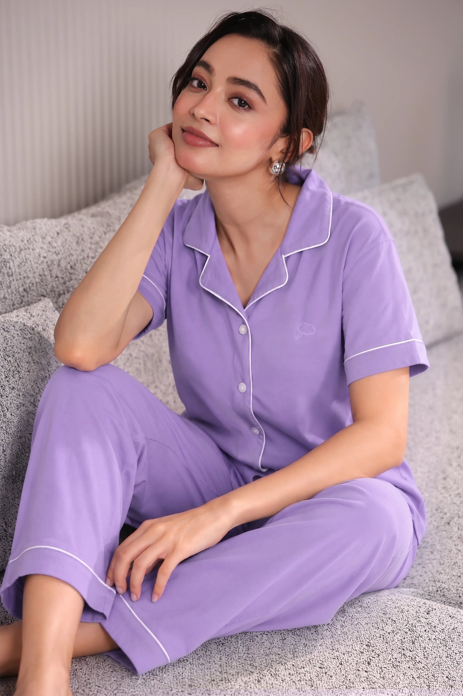 Periwinkle Solid Pyjama Set - Image 2