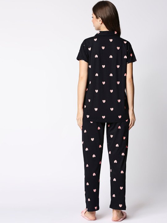 Women Black & Pink Printed Night suit - Image 7